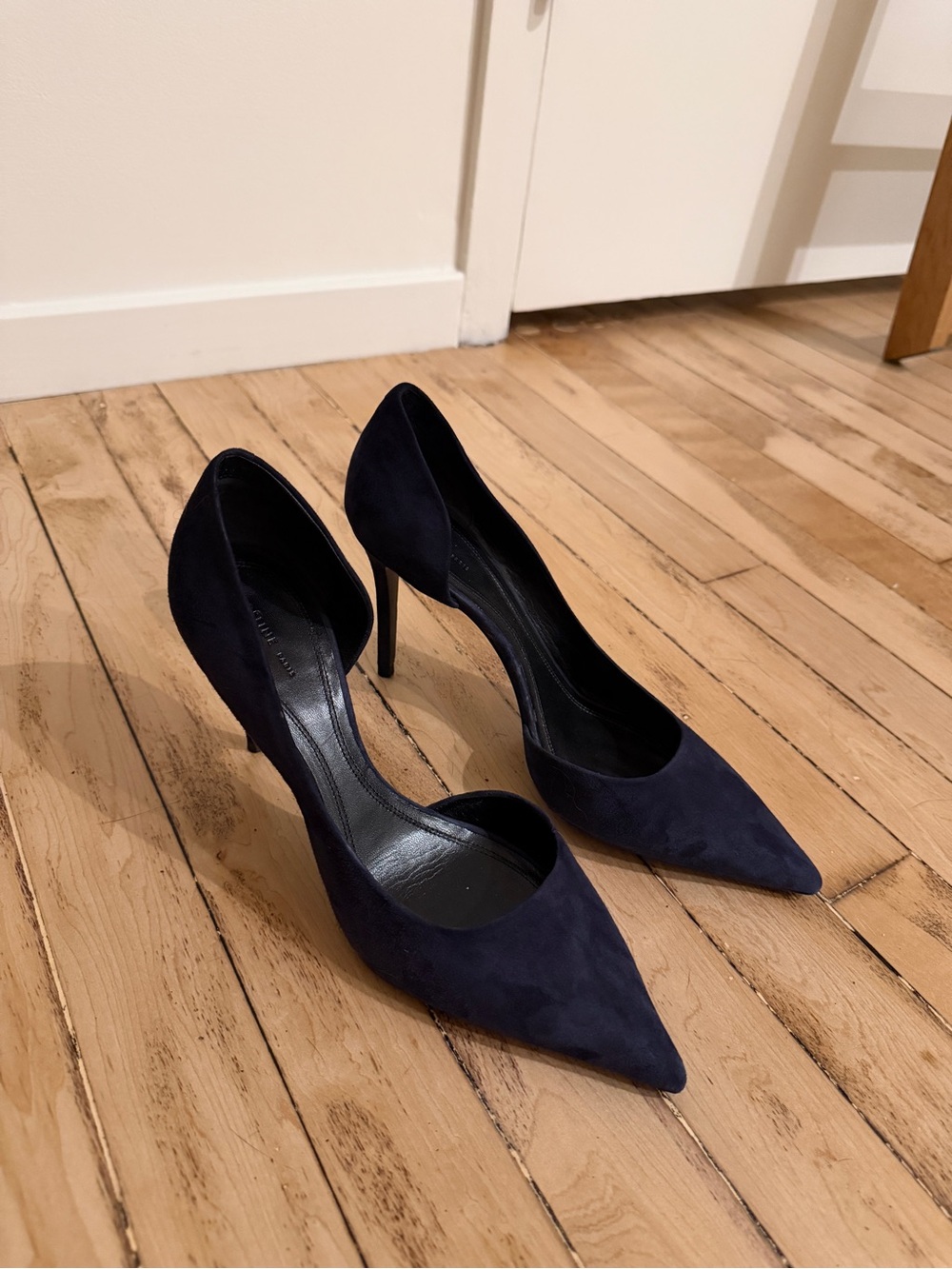 Celine Navy Suede Pointed-Toe Stiletto Pumps